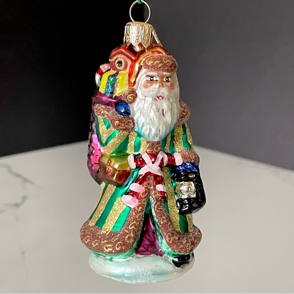 Santa in Striped Coat with Lantern - Ornament by Christopher Radko